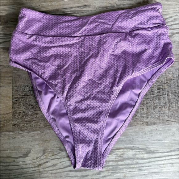 NWT Womens Cupshe Amiya Purple V-neck Criss Cross High Waisted Bikini - Picture 7 of 13
